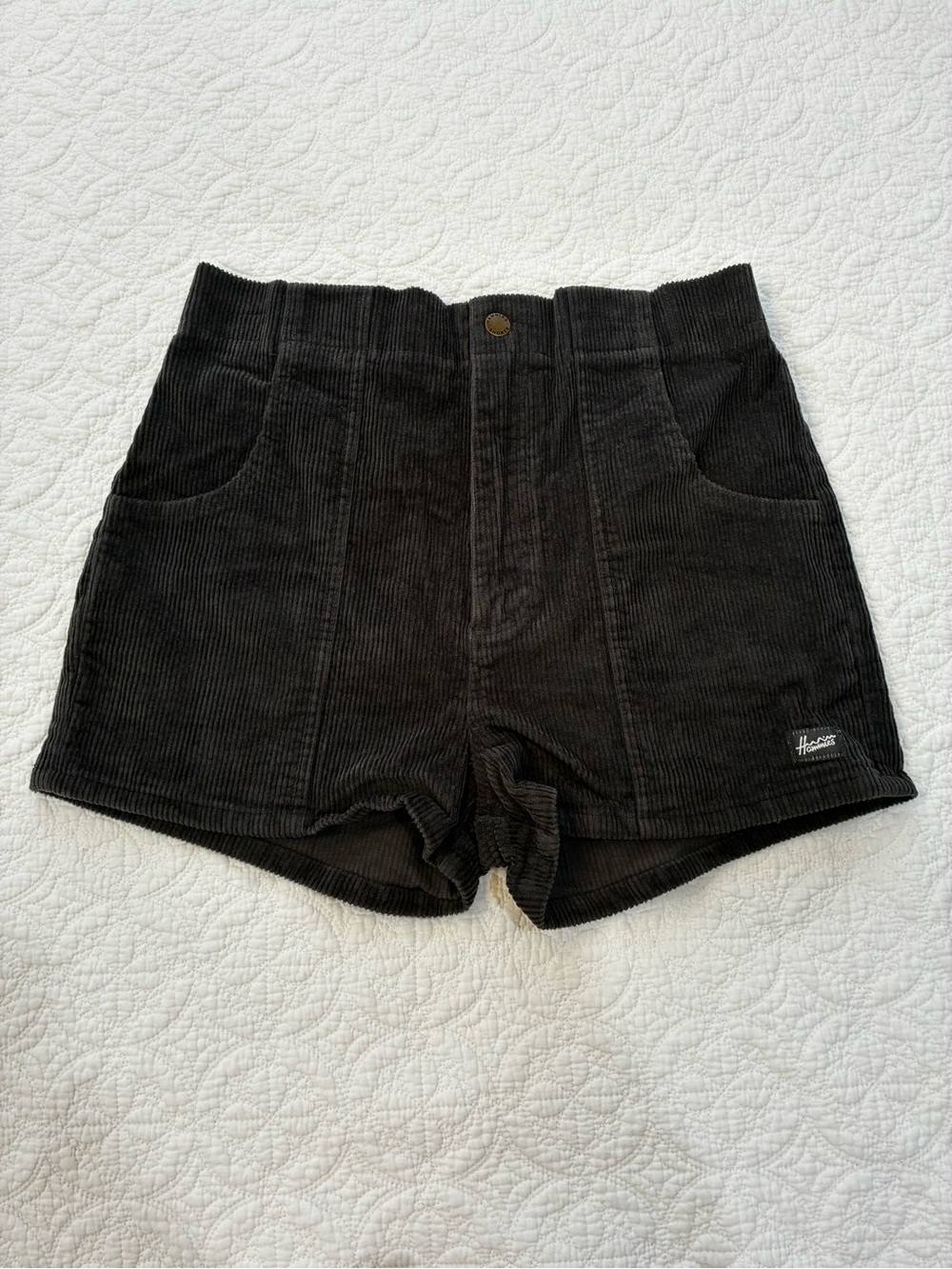 Hammies Corduroy Shorts Mens 32 Black Charcoal Retro 70s Surf Skate Shorts⁠